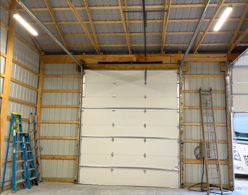 Before and after of a professionally installed garage door replacement by Westerville Garage Door Repair, enhancing home security and aesthetics.